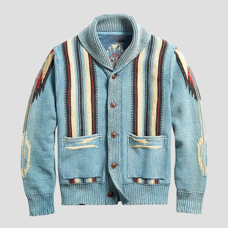 Adrian | Vintage Jacquard Knit Cardigan with Elegant Lapel - Image 4