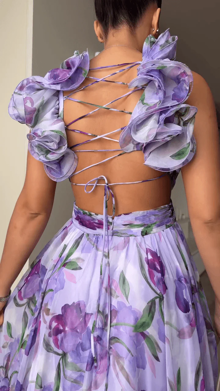 Long patterned ankle-length dress - Image 4
