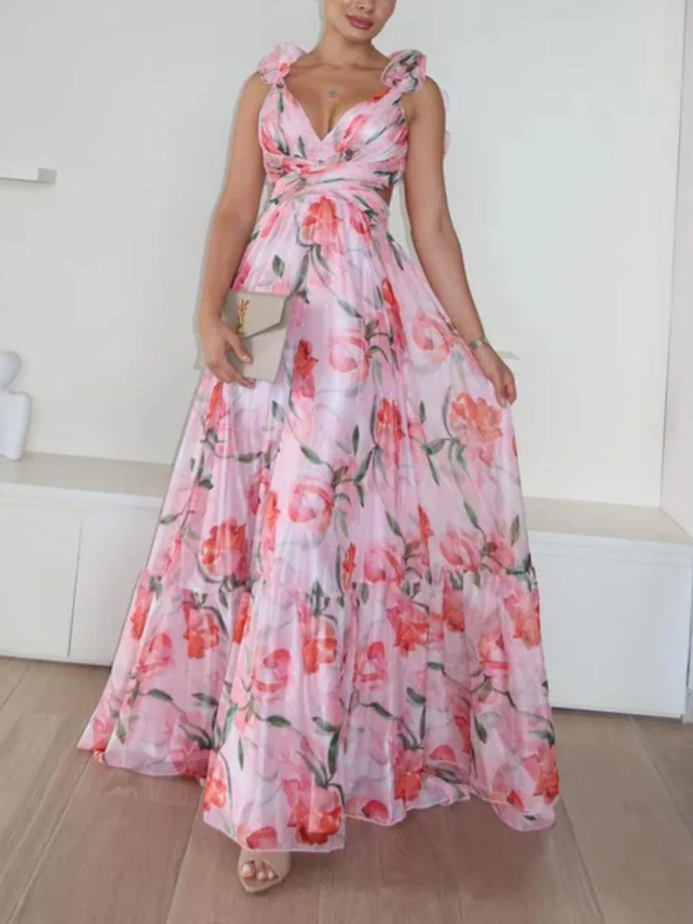 Long patterned ankle-length dress - Image 8