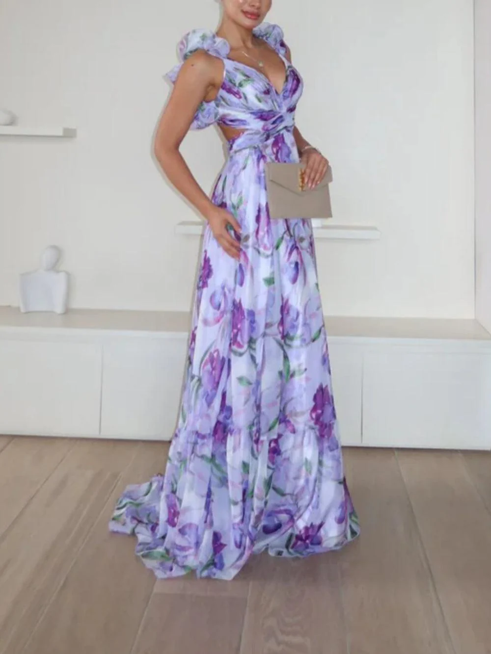 Long patterned ankle-length dress - Image 9