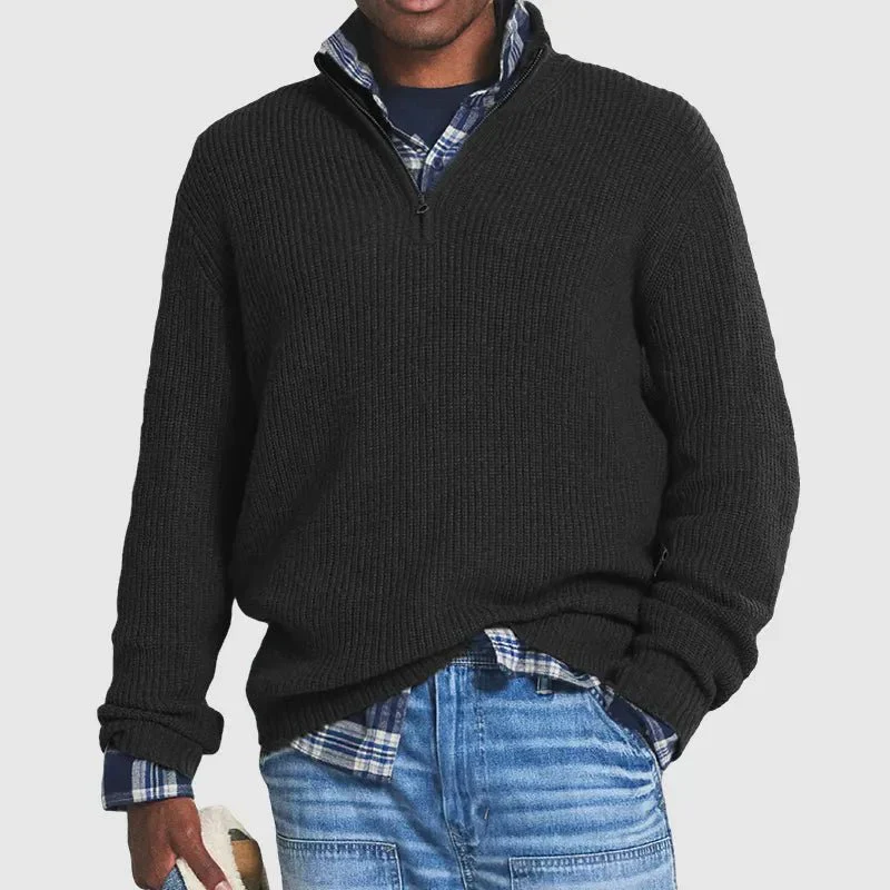 Berthold - Stylish modern rib-knit sweater with half zipper for a trendy look - Image 2