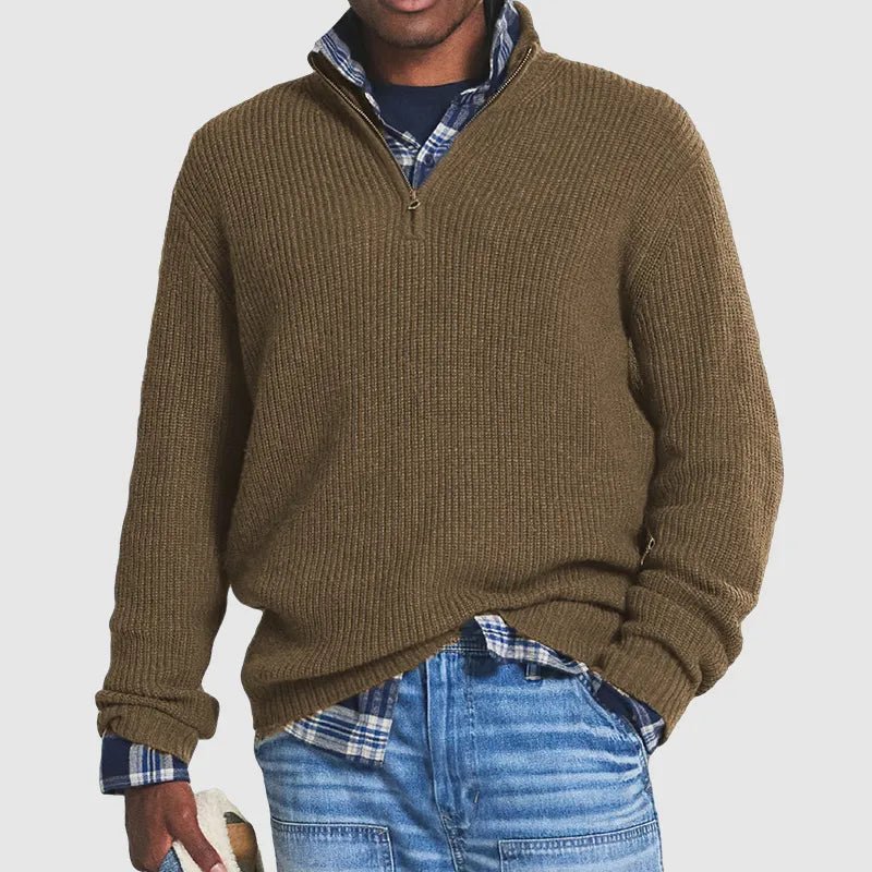 Berthold - Stylish modern rib-knit sweater with half zipper for a trendy look - Image 6