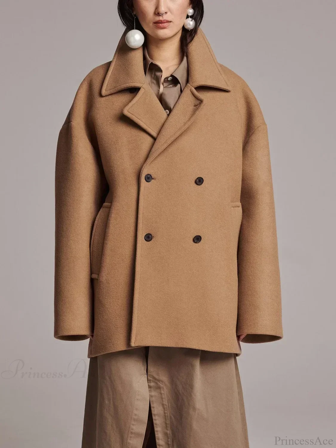 Elegant Black Wool Slim Long Reversible Single-Breasted Coat - Image 2