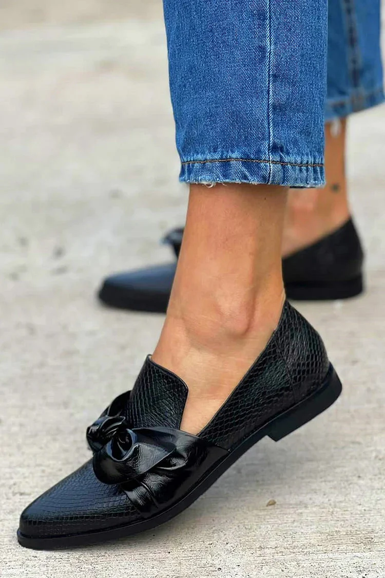 Elegant Black Loafer with a Gleaming Bow - Image 2
