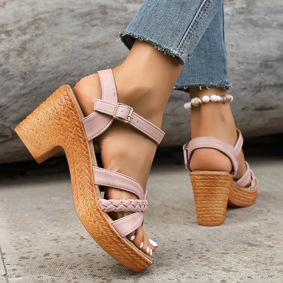Chic Braided Strap Platform Sandals - Image 9