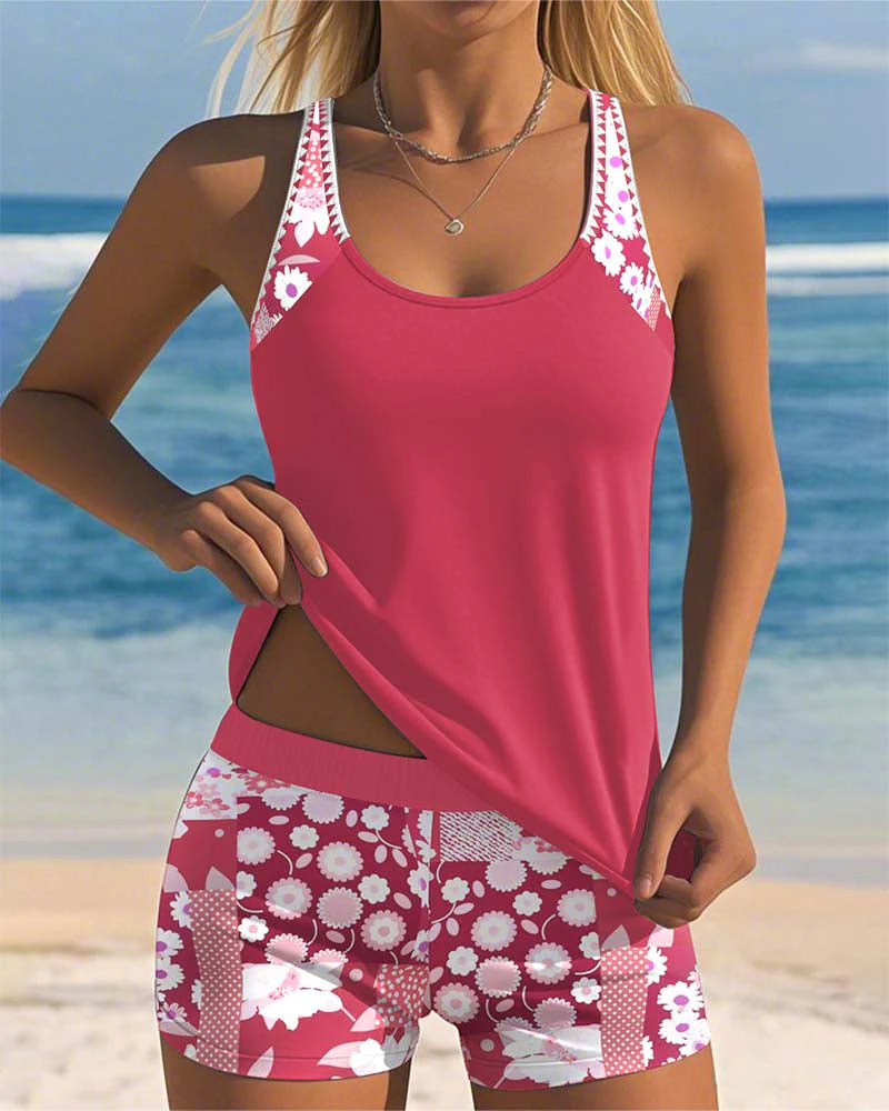 Colette | Tank Top Swimsuit & Printed Boxer Shorts Set - Image 14