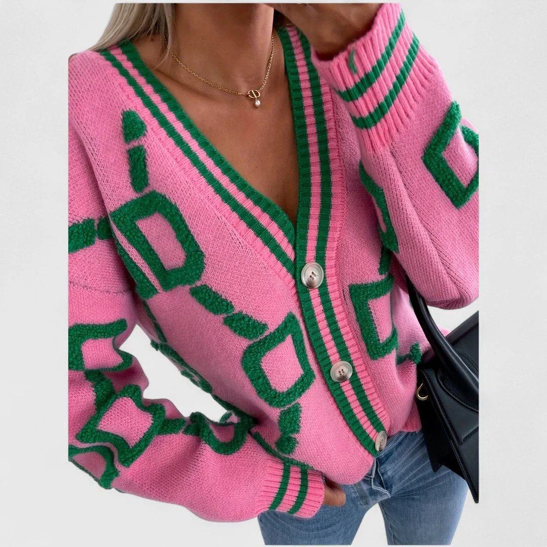 Cristine - Block Knit Cardigan with Elegant Design - Image 5