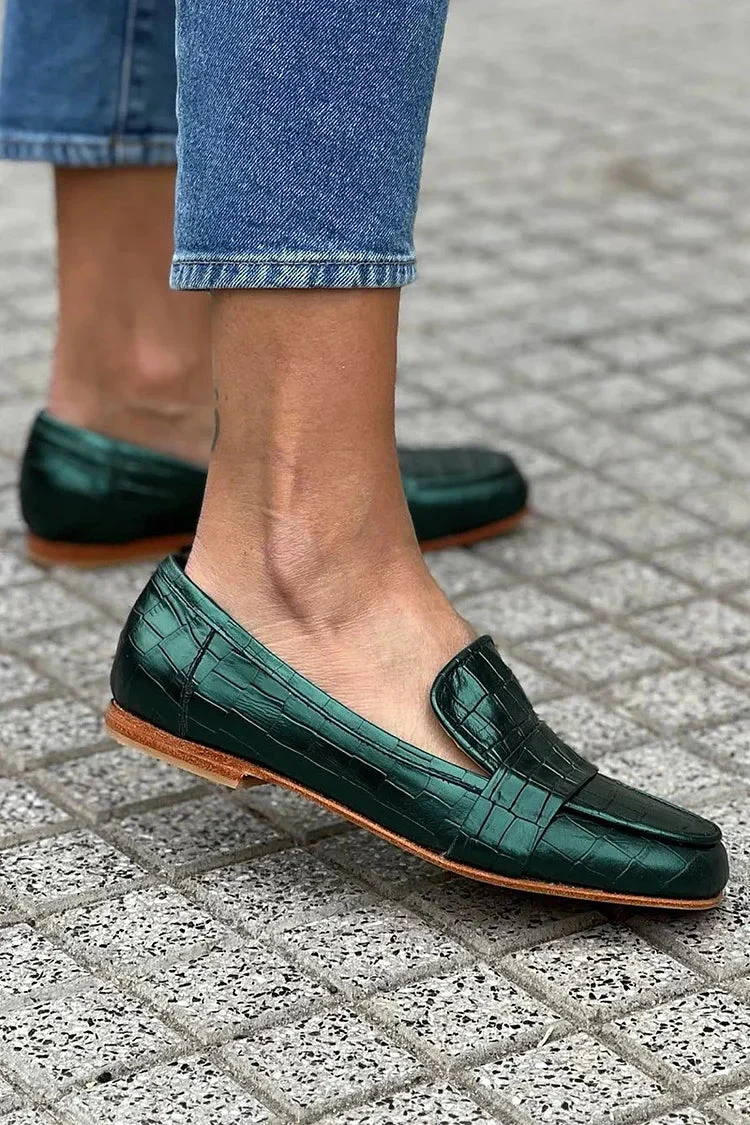 Crocodile-Effect Leather Loafer - Image 2