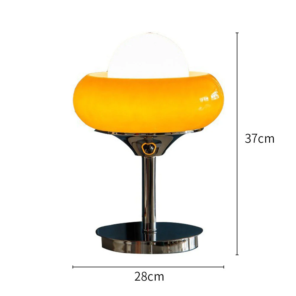 Elegant Vintage Bauhaus Glass Table Lamp in Light Yellow - Image 4