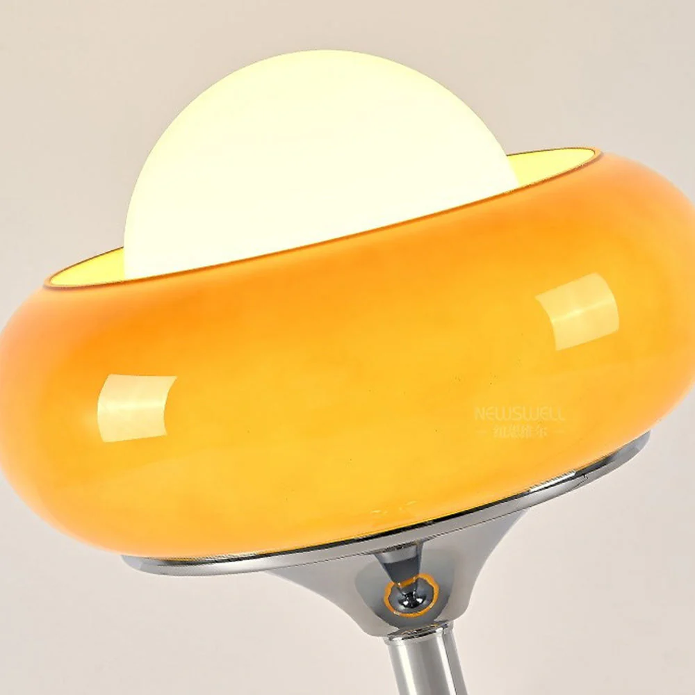 Elegant Vintage Bauhaus Glass Table Lamp in Light Yellow - Image 6