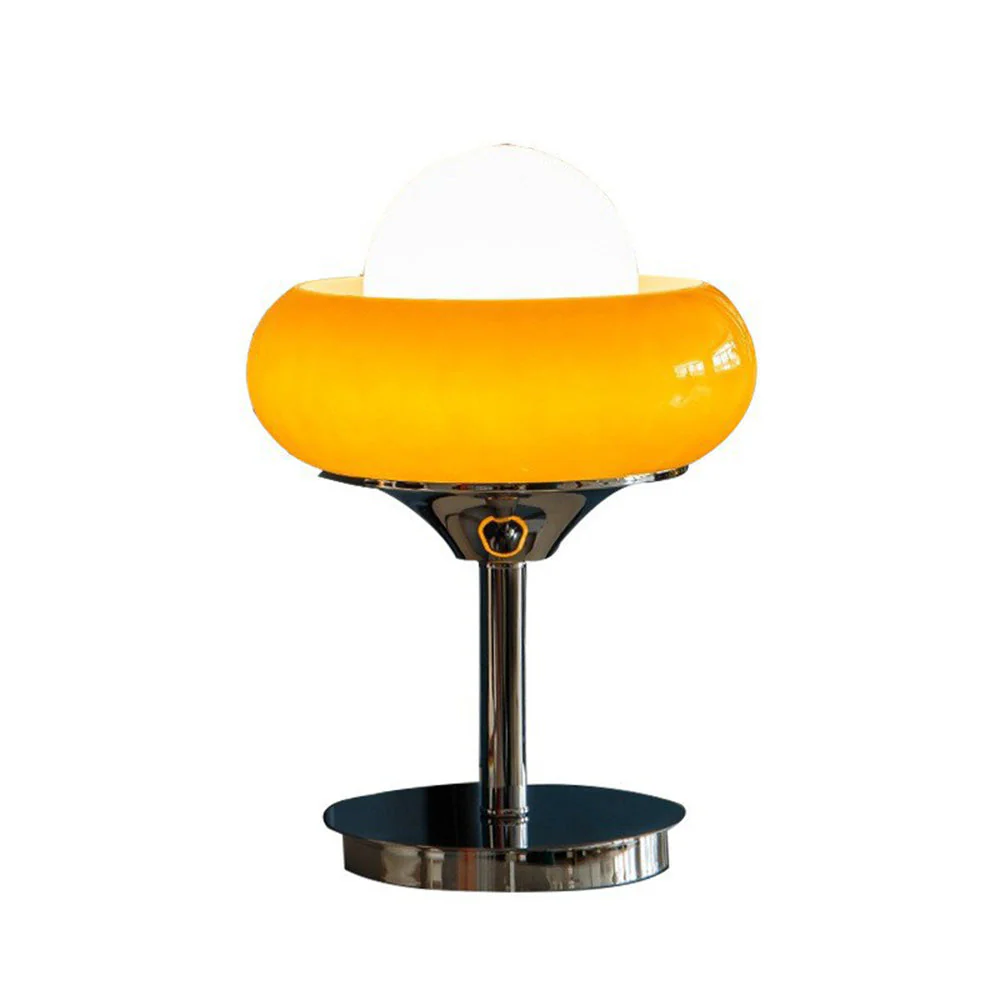 Elegant Vintage Bauhaus Glass Table Lamp in Light Yellow - Image 7