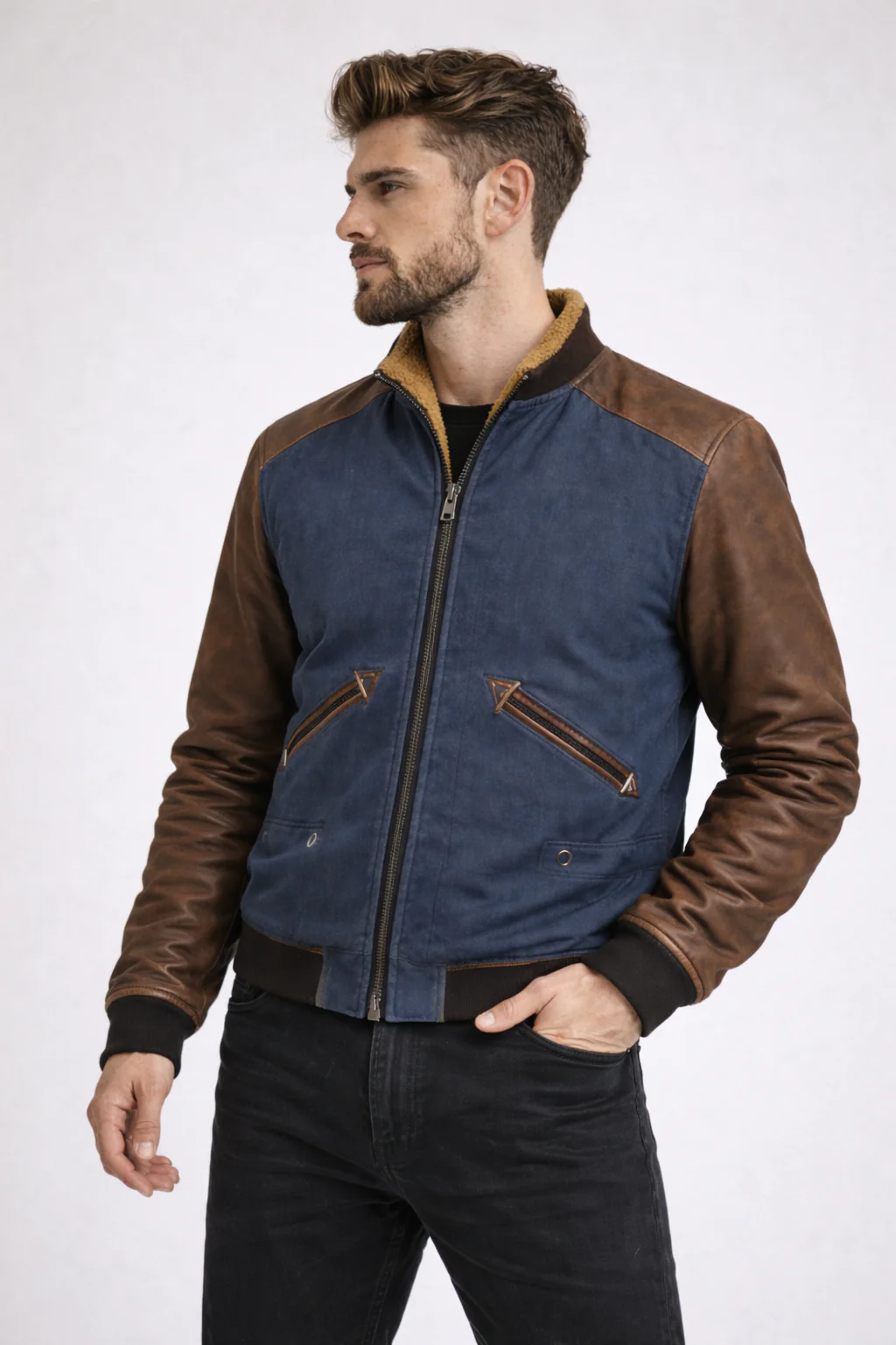 Men's 3D Print Zip-Up Jacket with Sherpa Lining - Image 6