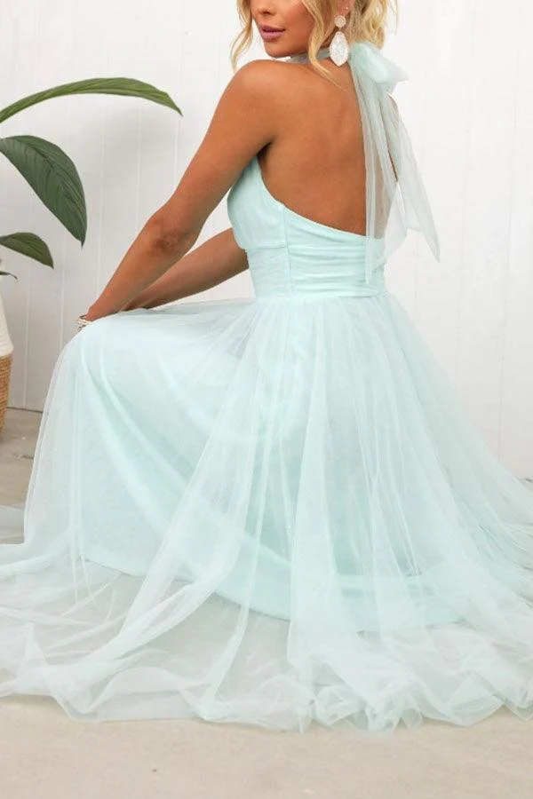 Elegant Maxi Dress with Tulle Details and Halter Neckline - Perfect for a Fairy-tale Look - Image 29