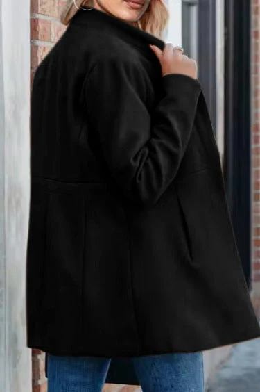 Elegant solid-colored long-sleeve brushed wool coat - Image 10
