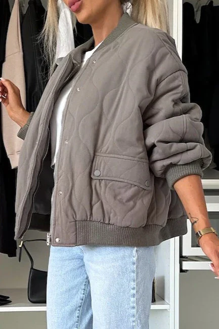 Casual Solid Color Button-Front Padded Coat for Cozy Comfort - Image 3