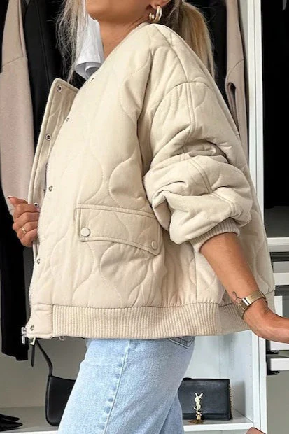 Casual Solid Color Button-Front Padded Coat for Cozy Comfort - Image 4