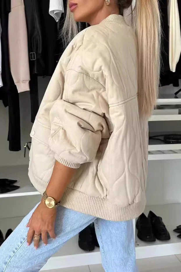 Casual Solid Color Button-Front Padded Coat for Cozy Comfort - Image 5