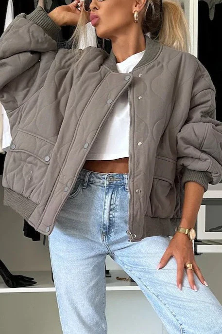 Casual Solid Color Button-Front Padded Coat for Cozy Comfort - Image 7