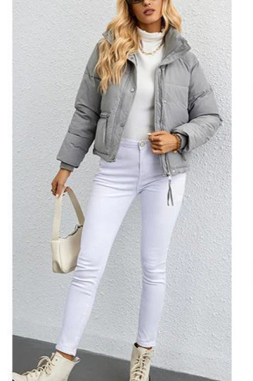Short Puffer Coat with Stylish Stand Collar - Image 16