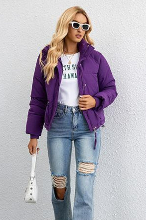Short Puffer Coat with Stylish Stand Collar - Image 19