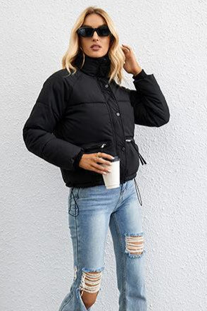 Short Puffer Coat with Stylish Stand Collar - Image 2