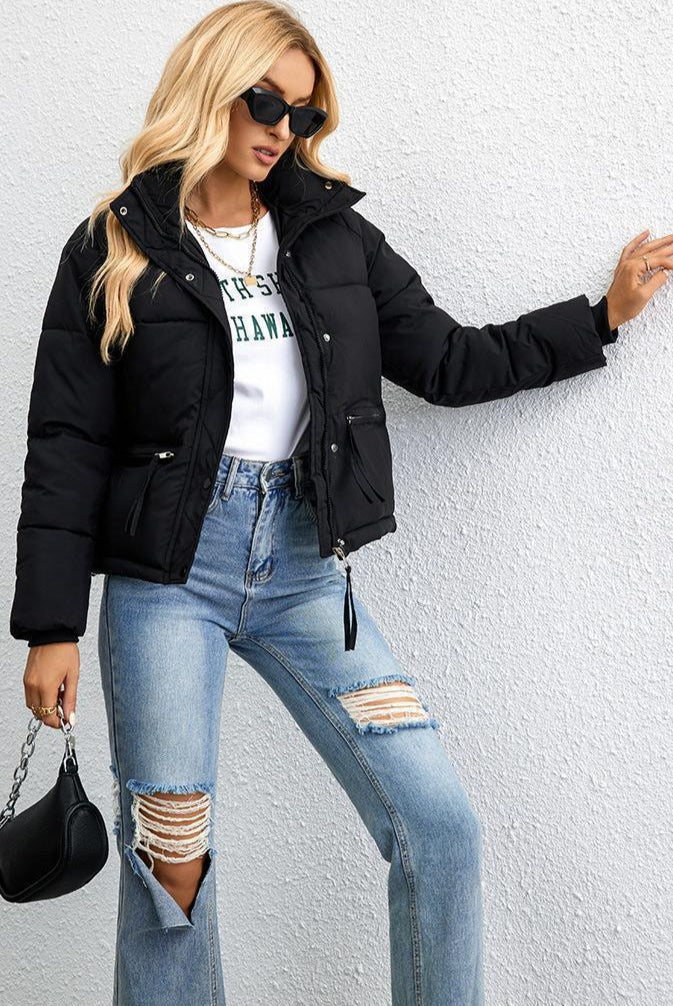 Short Puffer Coat with Stylish Stand Collar - Image 21
