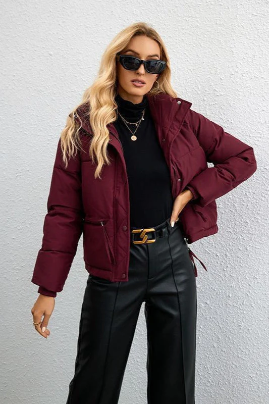Short Puffer Coat with Stylish Stand Collar - Image 3