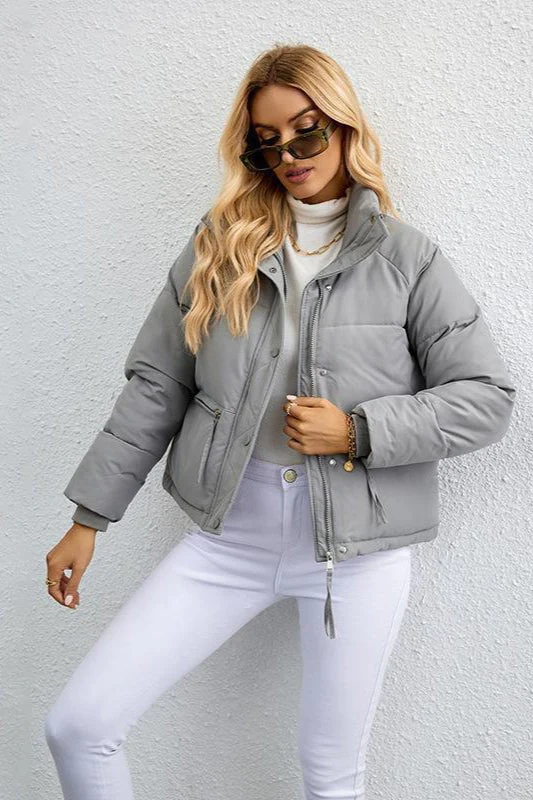 Short Puffer Coat with Stylish Stand Collar - Image 5