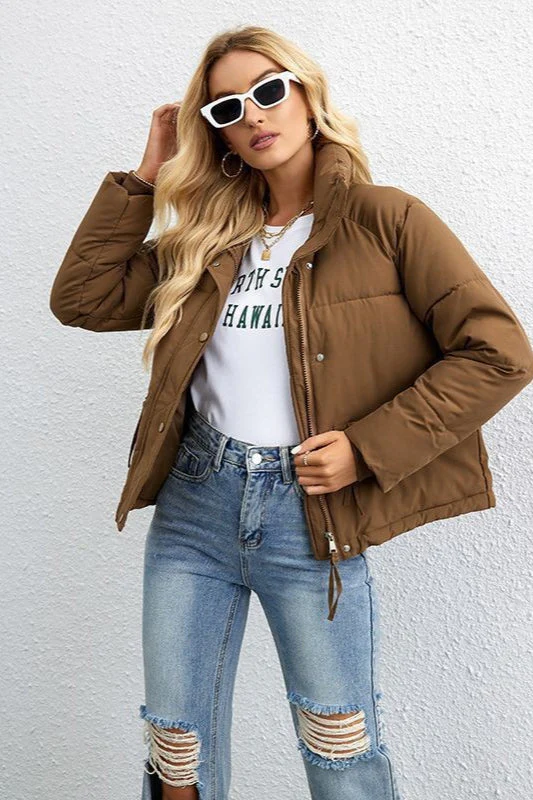 Short Puffer Coat with Stylish Stand Collar - Image 7