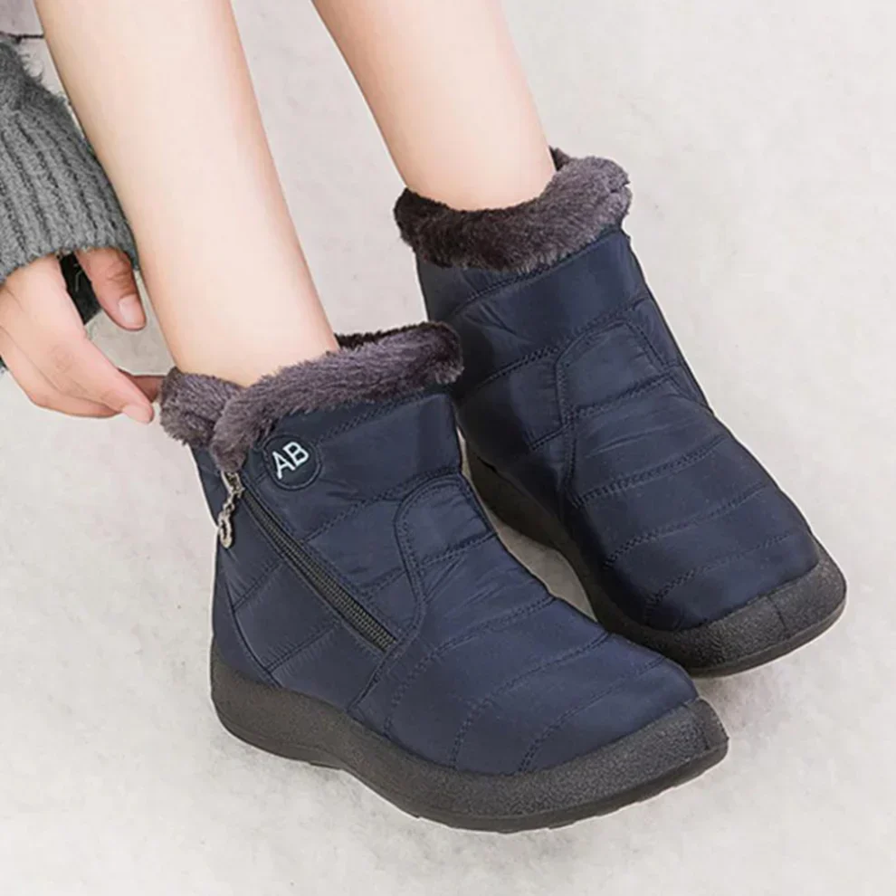 Cozy Women's Waterproof Warm Snow Boots with Flat Heel and Side Zipper - Image 2