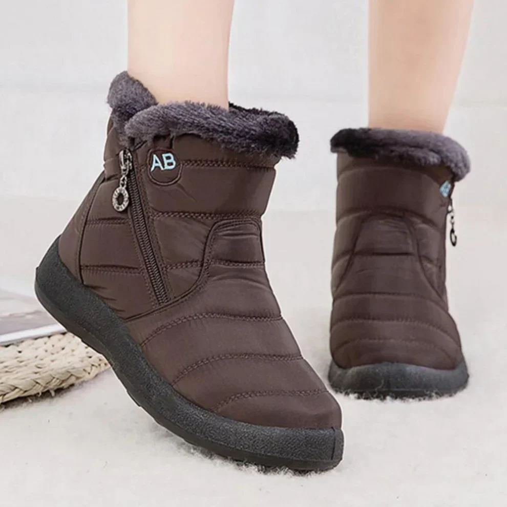 Cozy Women's Waterproof Warm Snow Boots with Flat Heel and Side Zipper - Image 3
