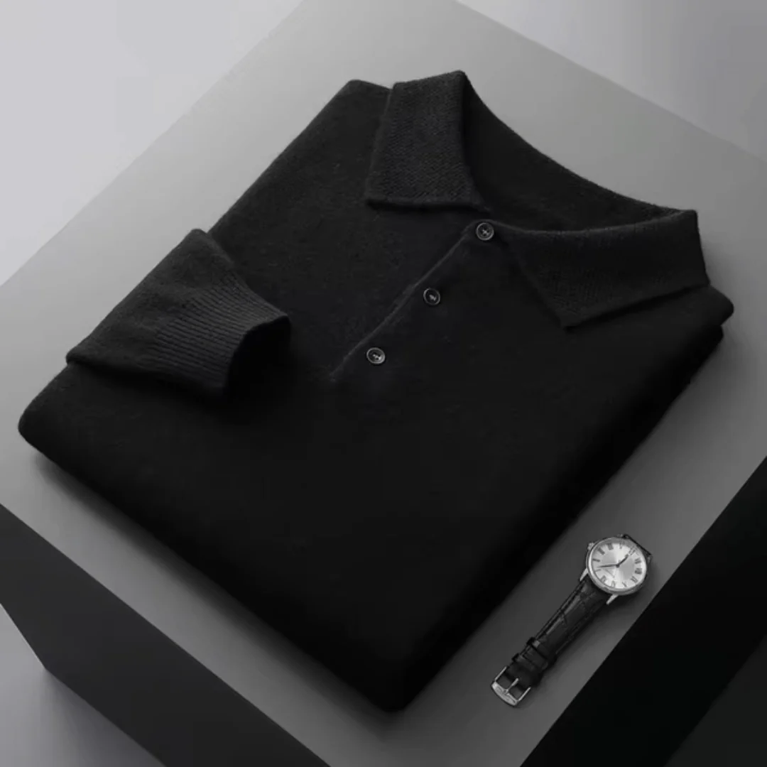 Jonas - Elegant classic wool polo shirt with polo collar - Image 2
