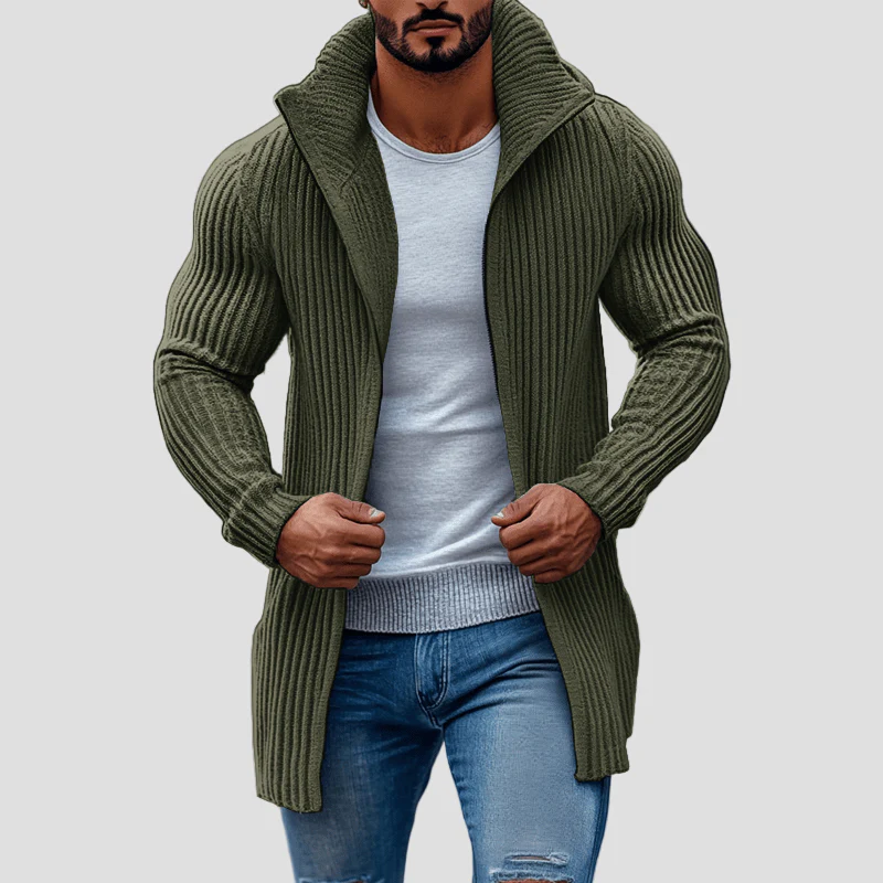 Julian Striped Knit Cardigan with Stand-Up Collar - Image 5