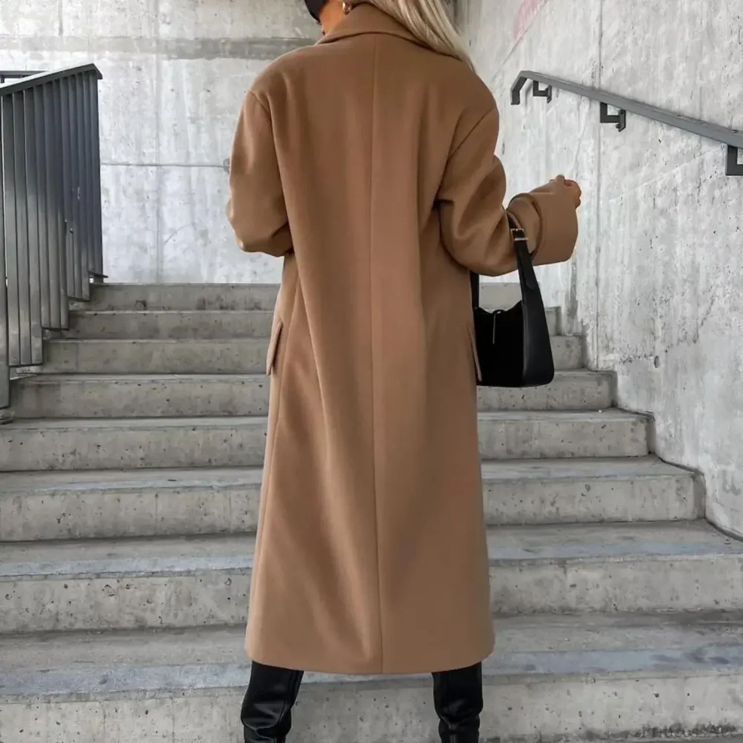 Elegant Loose-Fit Double-Breasted Windproof Overcoat for Stylish Comfort - Image 3