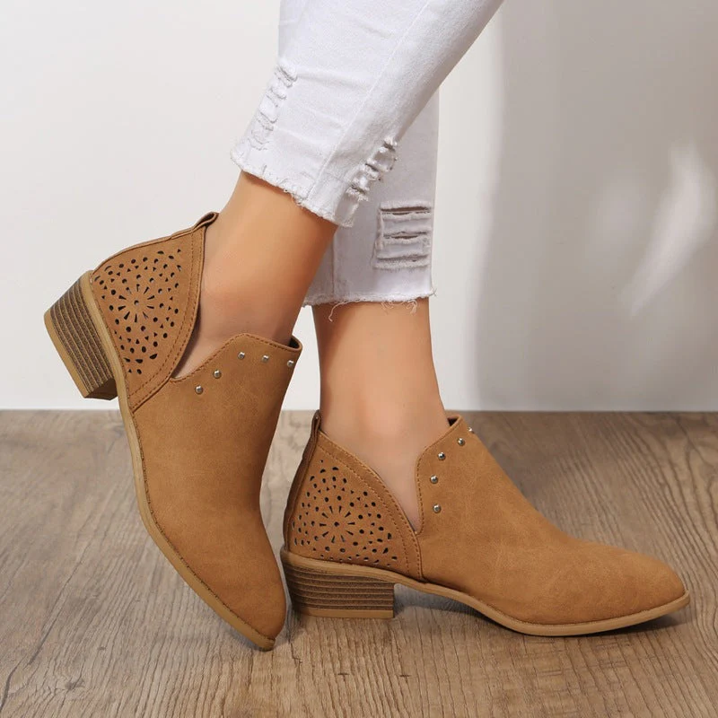Sleek Low-Cut Perforated Ankle Boots - Image 2