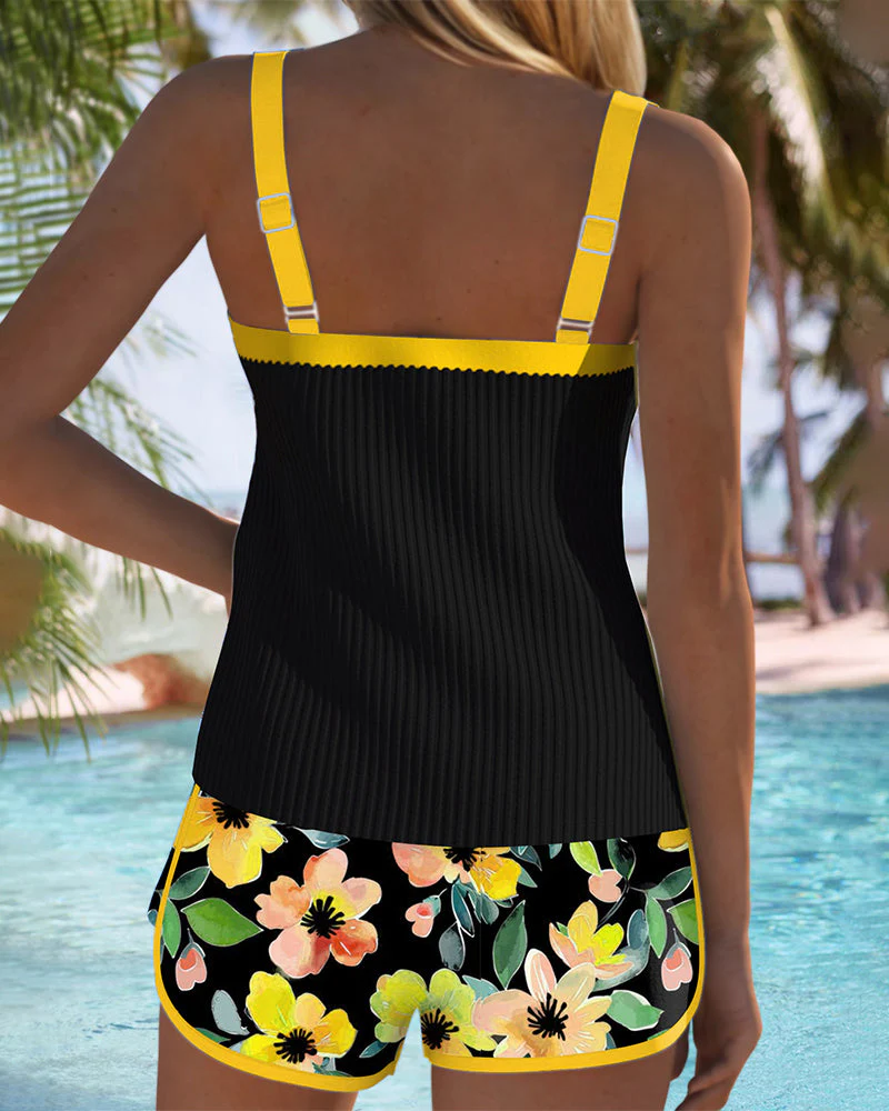 Maren Floral-Print Swimsuit Tank Top with Matching Boxer Bottoms - Image 6