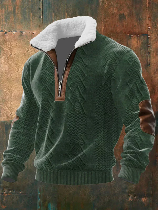 Mark - Zip-Up Sweater with a Plush, High Fur-Trimmed Collar