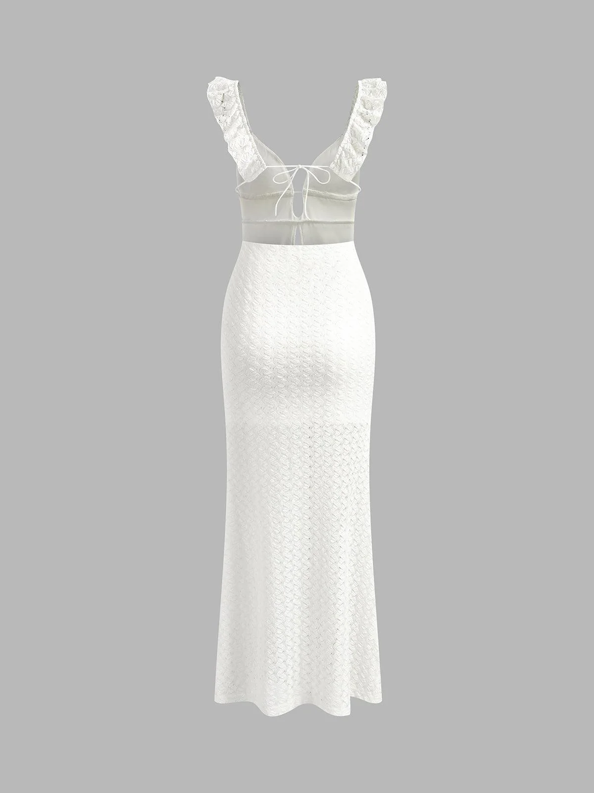 Elegant Pearl-Accented Keyhole Neckline Cami Maxi Dress - Image 6