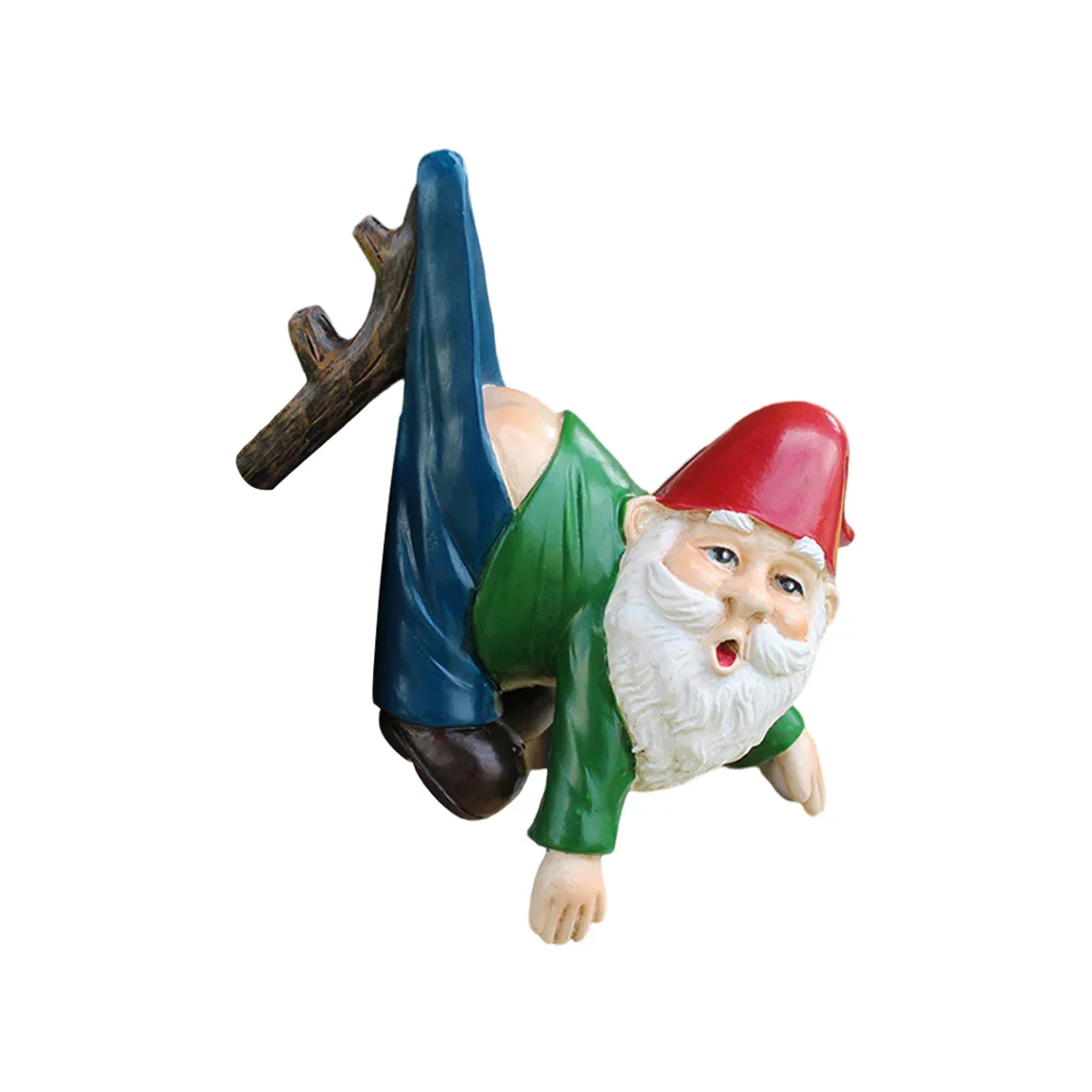 Petronia - Cute Gnome Flower Pot Hanger made of Resin with Pants on a Branch for playful garden decoration - Image 6