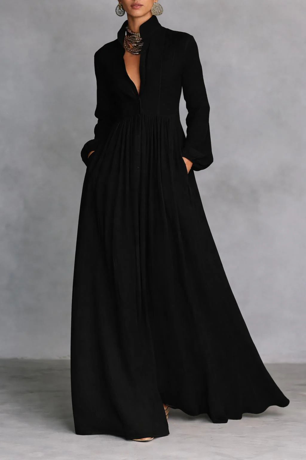 Serena Flowing Button-Front Maxi Dress - Effortless Chic for Any Occasion - Image 2