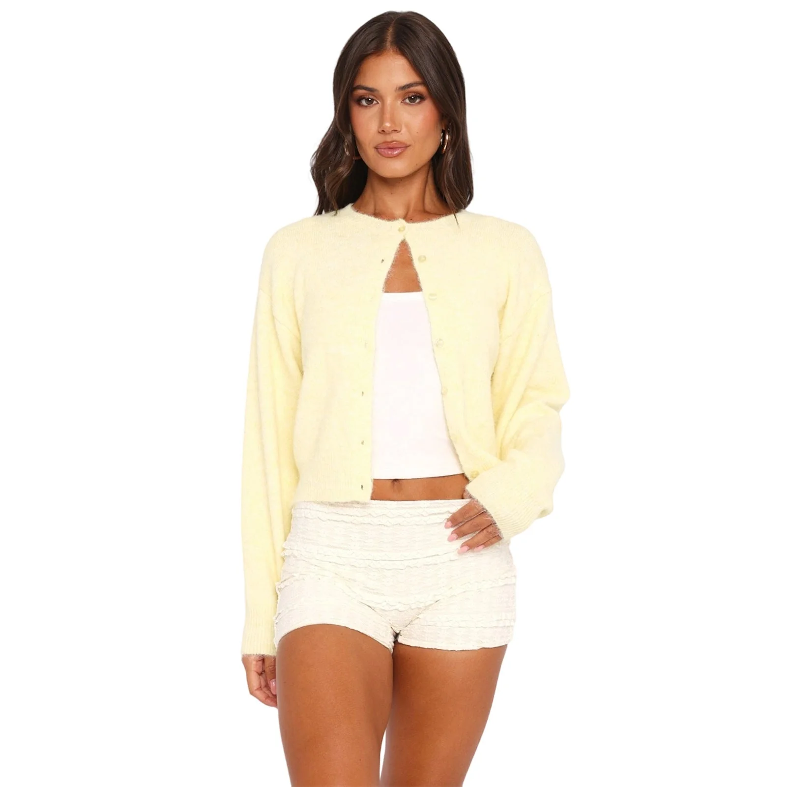 Cropped Casual Long-Sleeve Cardigan - Image 9