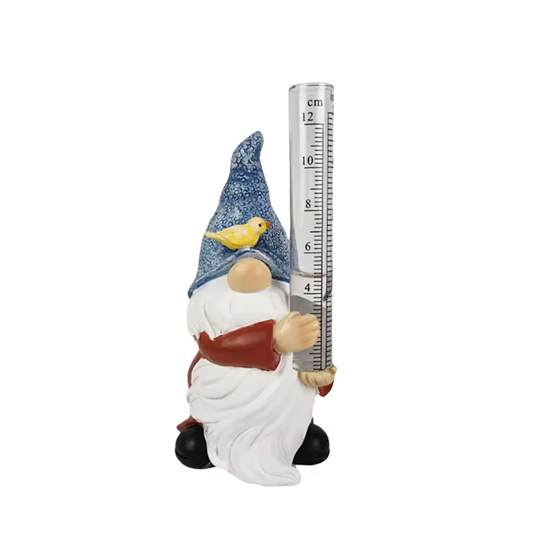 Soraya - Charming Gnome Garden Statue with Rain Gauge Made of Resin for Enchanting Garden Decoration - Image 5