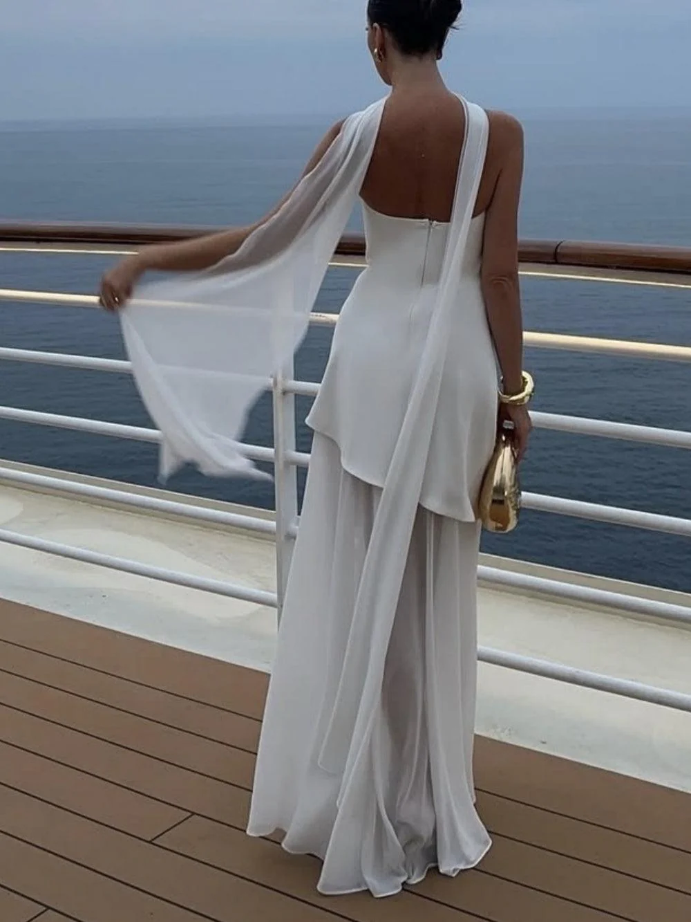 Elegant strapless one-shoulder sleeveless dress - Image 5