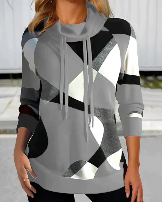 Stylish women's hoodie with modern geometric patterns - Image 3