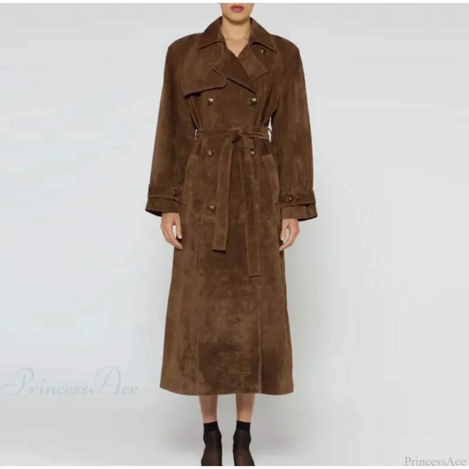 Luxurious Suede Coat with Chocolate Belt