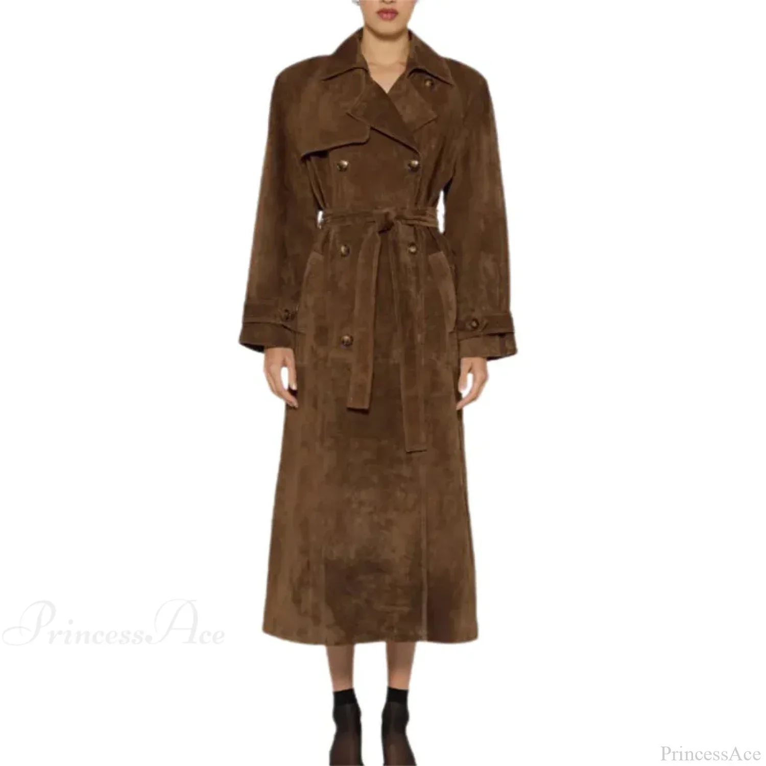 Luxurious Suede Coat with Chocolate Belt - Image 6