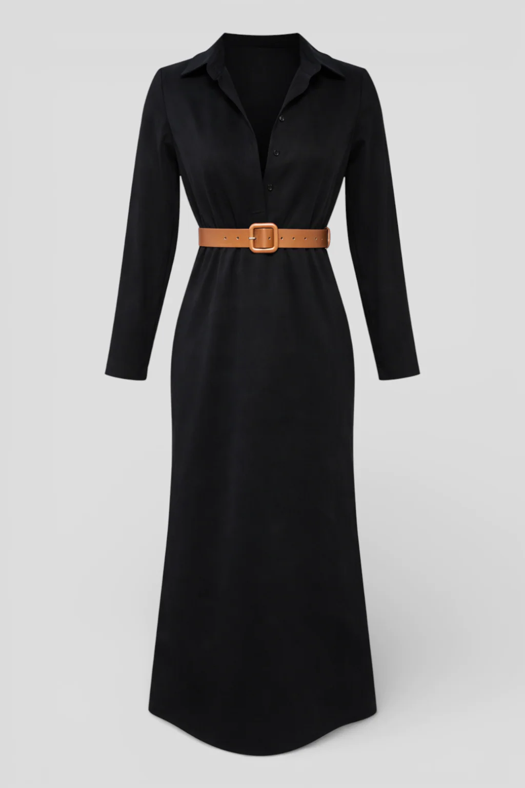 Simple and Elegant Maxi Polyester Dress with Bow Tie - Image 8