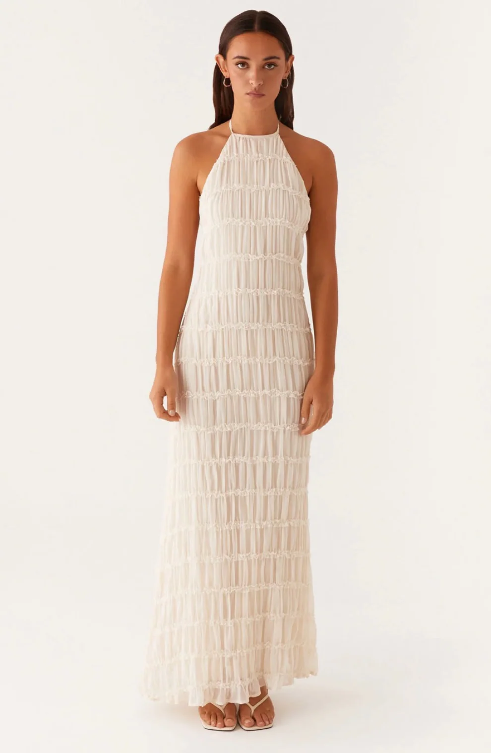 Textured Halter-Neck Maxi Dress – Effortless Summer Elegance - Image 3