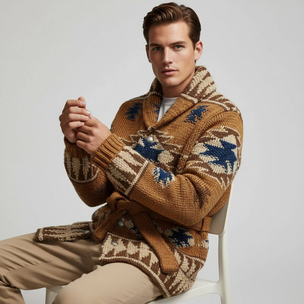 Trenton Jacquard Wool Knit Cardigan - Comfortable and Stylish Warm Outerwear - Image 3