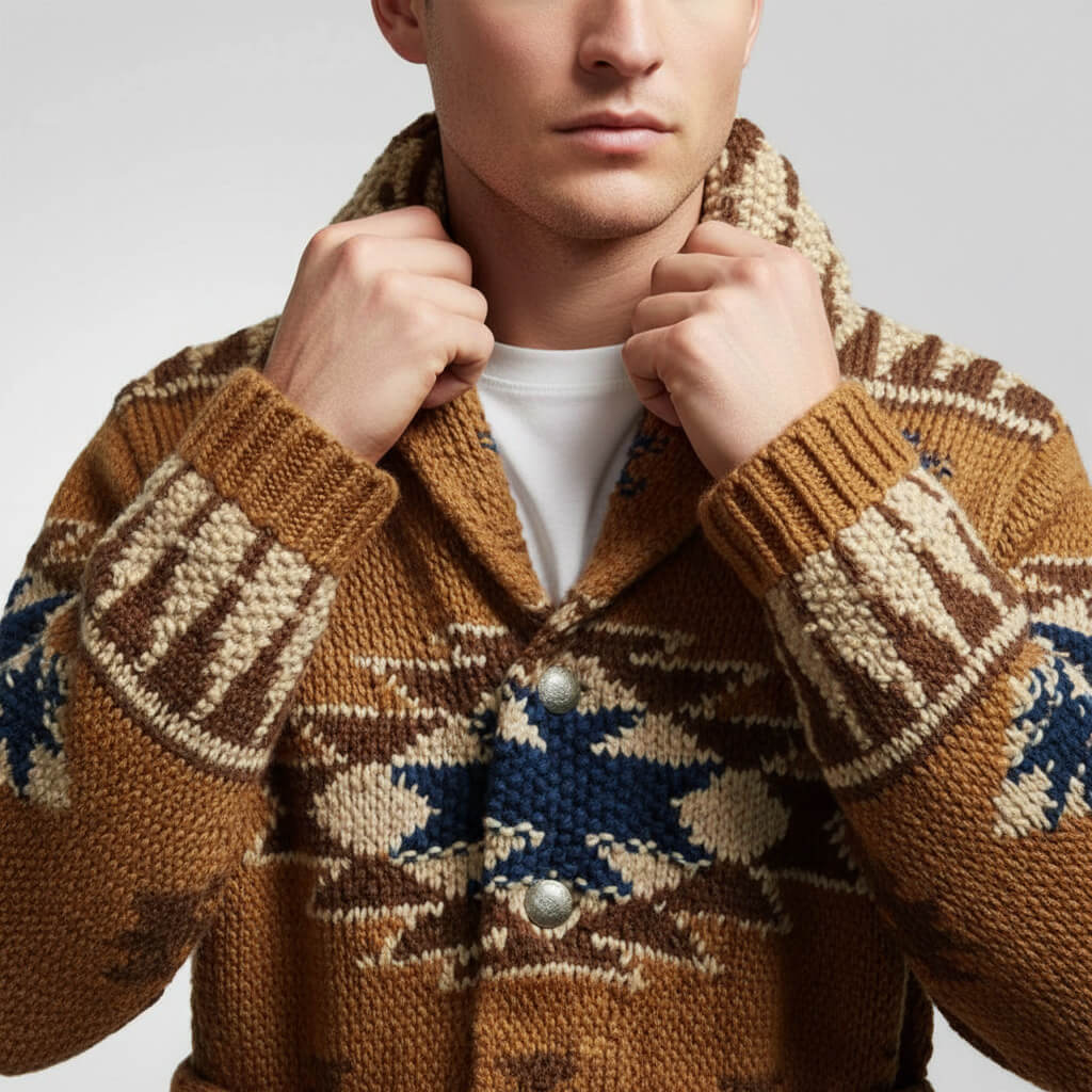 Trenton Jacquard Wool Knit Cardigan - Comfortable and Stylish Warm Outerwear - Image 4